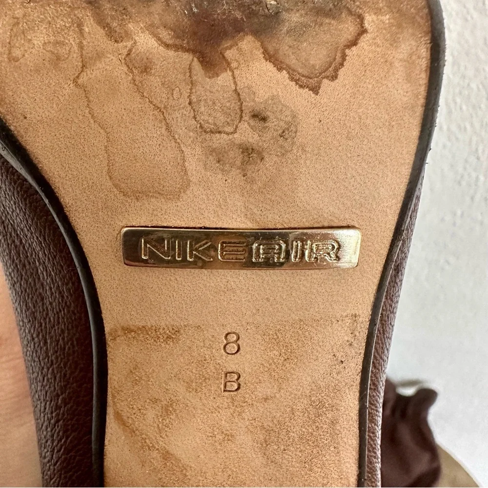 Cole Haan Nike Air GALI Brown Leather Boots Mid Calf Ruffle Top Size 8 - Picture 6 of 14